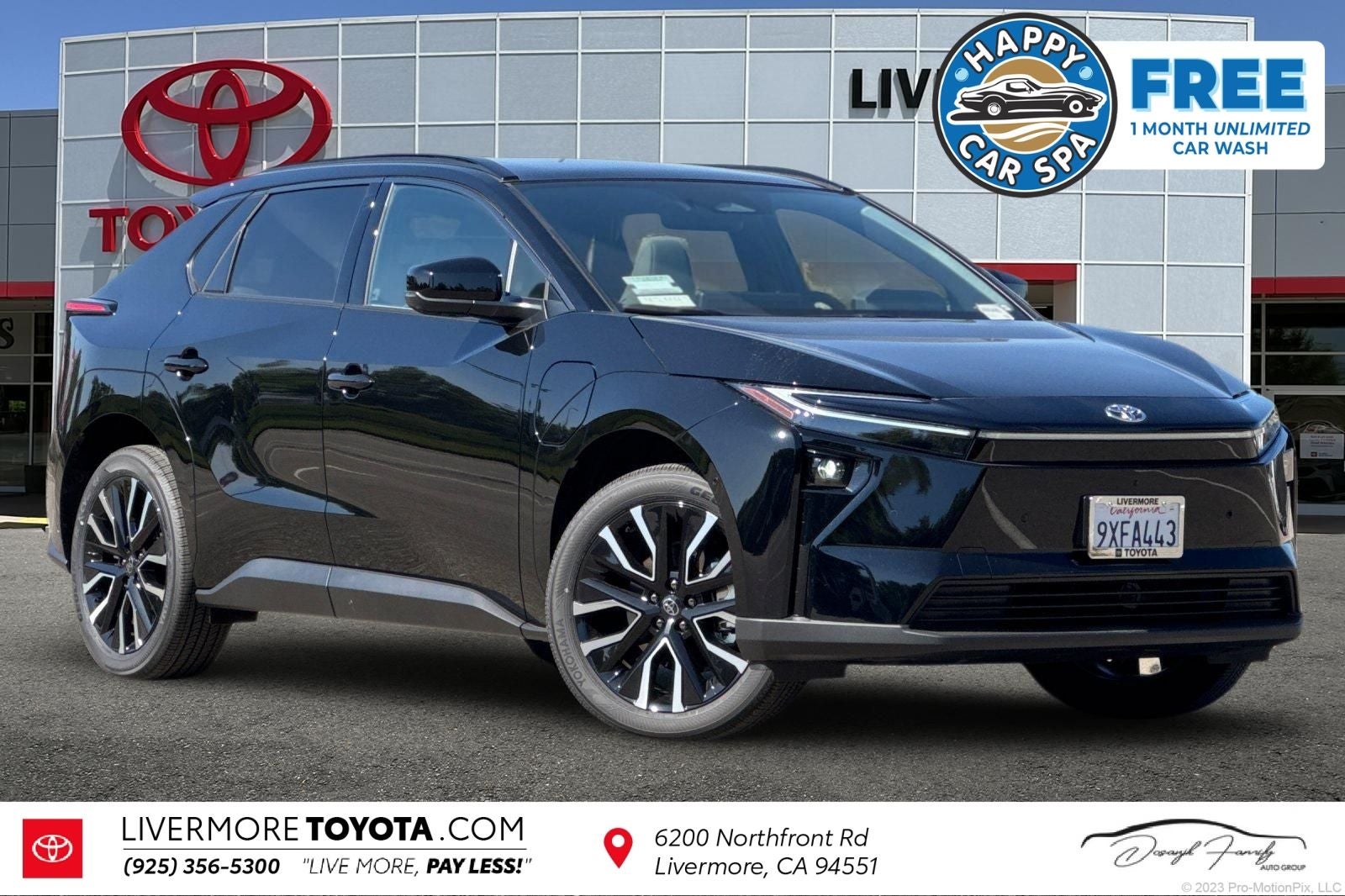 2026 Toyota bZ Limited in Midnight Black Metallic — front three-quarter view