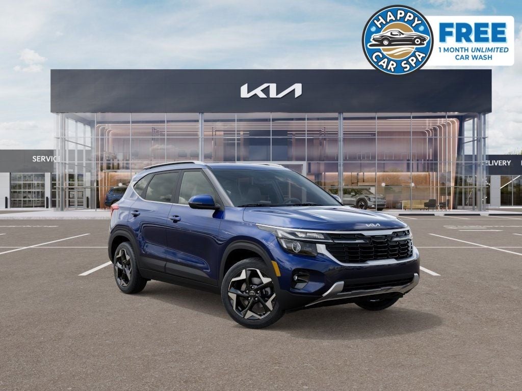 2026 Kia Seltos EX in Dark Ocean Blue — front three-quarter view
