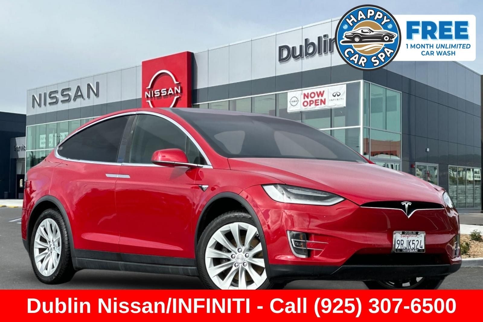2021 Tesla Model X Long Range in Red Multi-Coat — front three-quarter view