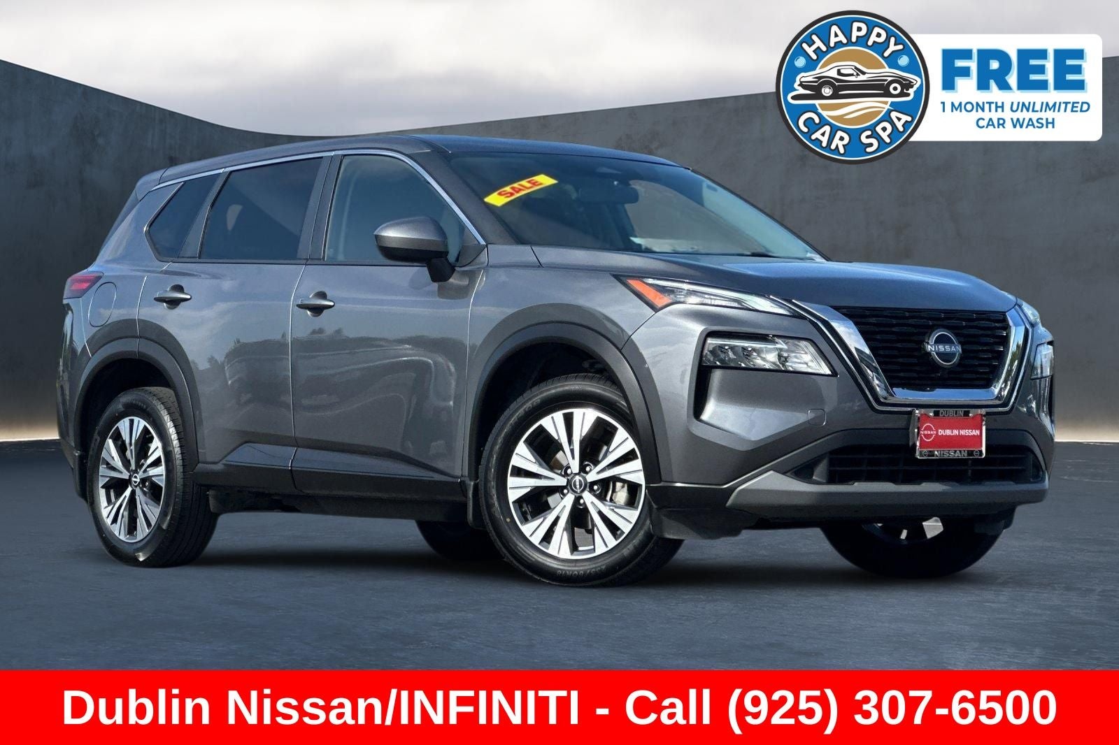 2023 Nissan Rogue SV in Gun Metallic — front three-quarter view